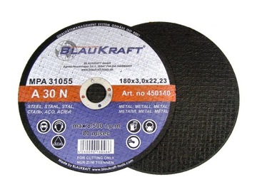 Диск отрезной по металлу 180х3,0 Диски BLAUKRAFT