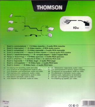 1x EURO SCART - 2x RCA Cinch + S-Video 10 м THOMSON