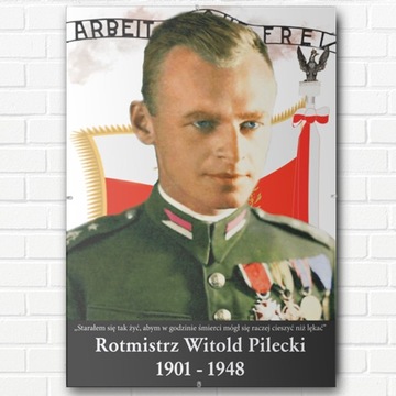 PORTRET ZDJĘCIE rtm. WITOLD PILECKI W ANTYRAMIE A3