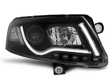 Lampy przód Audi A6 C6 4F BLACK LED Tube diodowe