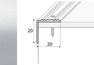 Listwa 120cm kątownik aluminium 20x20mm SREBRO A30