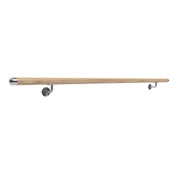 Poręcz ścienna do ściany drewniana fi42 42mm 310cm dąb dębowa lakierowana