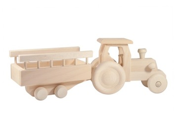 Drewniany TRAKTOR z przyczepą odpinaną z drewna