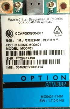 MODEM 3G WWAN OPTION GTM382 ACER NOKIA PACKARD