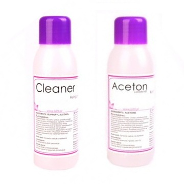 ACETON KOSMETYCZNY100ml+CLEANER ODTŁUSZCZACZ 100ml