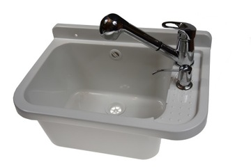 ZLEW GOSPODARCZY DUŻY KOMORA 60 bateria/dozownik