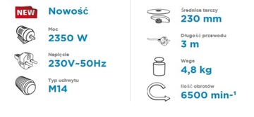 ГРАФИТОВАЯ УГЛОВАЯ ШЛИФРОВОЧНАЯ СТАНКА 59G207 2350W 230мм