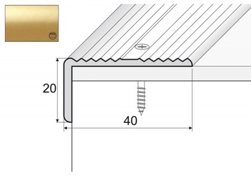 A33 Kątownik 20x40mm aluminiowy 180cm ZŁOTO