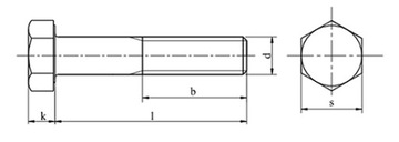 Винты M16x50 с шестигранной головкой 10,9 черные DIN 931 1 шт.