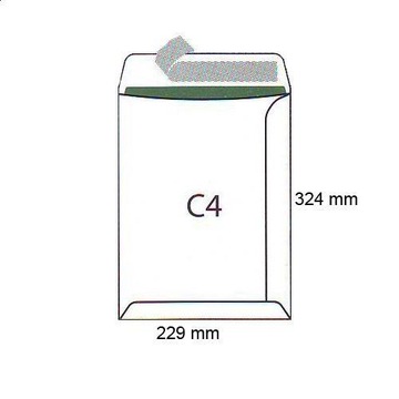 Офисный конверт C4 HK белый на ремне, 50 шт.