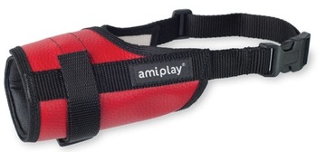 AmiPlay Kaganiec dla psa typu tuba EKOSKÓRA - S - obwód 16-20cm - czerwony