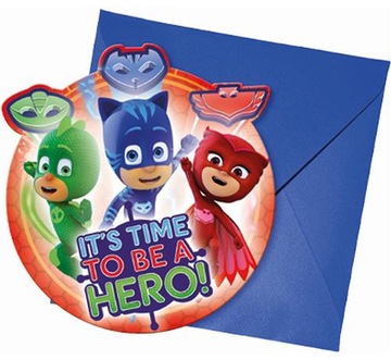 ZAPROSZENIA URODZINOWE PIDŻAMERSI PJ MASKS koperty