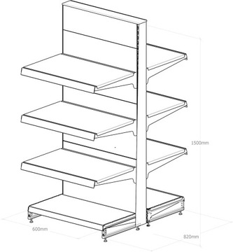 MAGO SHOP SHELF, металлическая гондола, 150/60/82