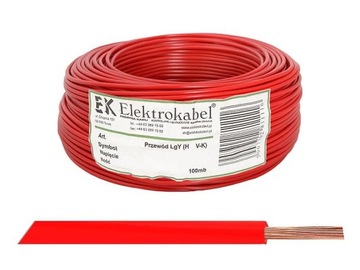 PRZEWÓD LGY 1x16mm2 CZERWONY ELEKTROKABEL 1M.