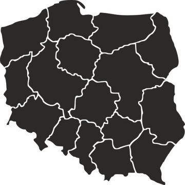 Mapa Polski województwa na ścianę naklejka samoprzylepna 50 cm