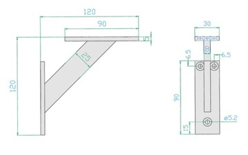 2 X 3-Х ПРЕДМЕТНЫЕ ПОДДЕРЖКИ ПОЛКИ 120 ММ СЕРЕБРЯНЫЕ