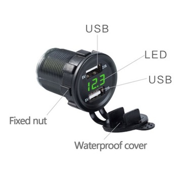 ŁADOWARKA SAMOCHODOWA USB 4.2A Z WOLTOMIERZEM RED
