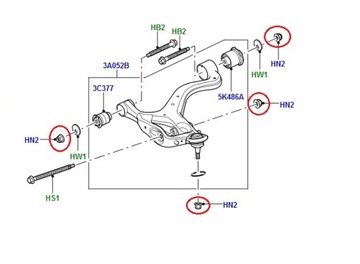 Гайка болта болта поворотного рычага Discovery 3, 4 RR Sport OEM