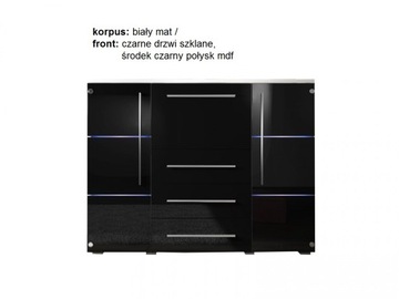 Белый Черный Глянцевый Комод Barek BALI LED БЕСПЛАТНО!