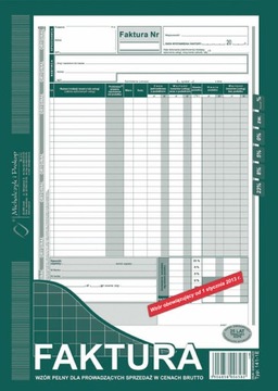 Faktura wzór pełny w cenach brutto oryginał + 1 kopia 80 kartek A4 141-1E