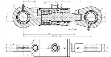 ГИДРАВЛИЧЕСКИЙ ЦИЛИНДР CJ2F 50x28x600 U30 L=832