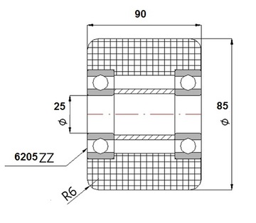 РОЛИКЫ 85x90 ​​для ТЕЛЕЖКИ 85-90 fi 25