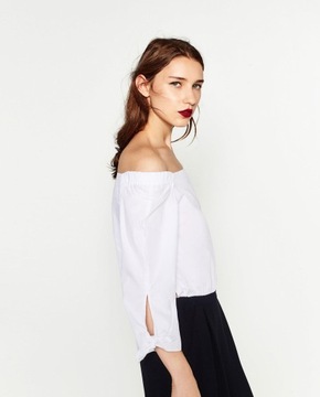 ZARA - czarno biały kombinezon off shoulder - M