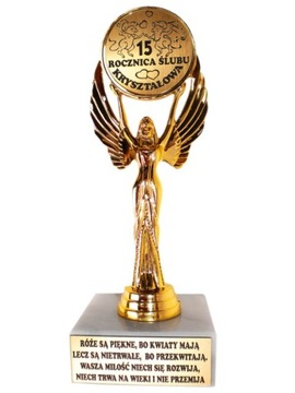 Statuetka na 15 rocznicę ślubu prezent 15 rocznica 20cm marmurowa podstawa