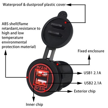USB 5V 4.2A GNIAZDO SAMOCHODOWE ŁADOWARKA 12-24V R