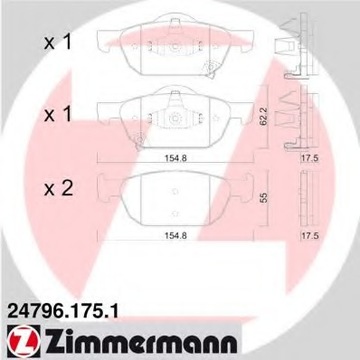 ZIMMERMANN ПЕРЕДНИЕ КОЛОДКИ ACCORD VIII CU CW 08- KRK