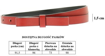 Damski Pasek Skórzany 1,5 cm -KOKARDA- kolory HIT