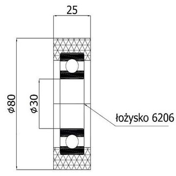 Ролик ролик FI 80 мм давление ширина 25 мм