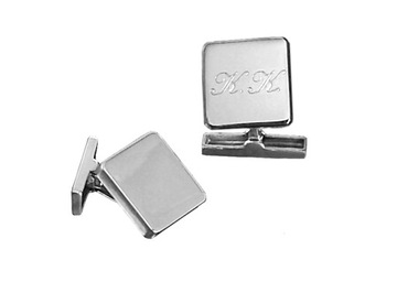 Kwadratowe spinki do mankietów z grawerem, srebro