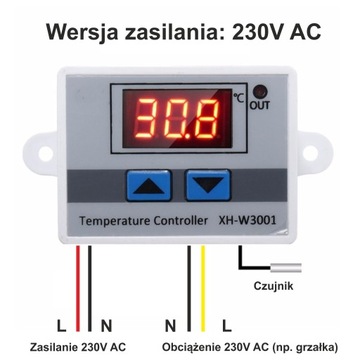 REGULATOR TEMPERATURY TERMOSTAT -55 +120 C 230V AC