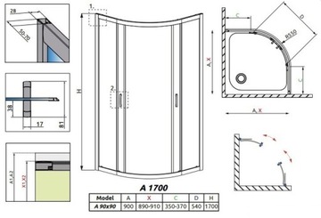 kabina RADAWAY PREMIUM PLUS A 90x90x170 GRAFITOWE