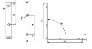 KW7 УЗКОУГЛОВОЙ МОНТАЖНЫЙ РАЗЪЕМ 150x150x25x5