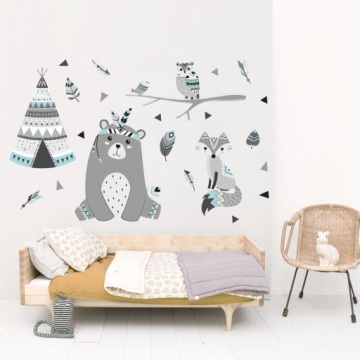 Наклейка на стену МЕДВЕДЬ ЛИСА СОВА ОЛЕНЬ Индийский XXL