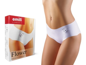 Figi damskie majtki bezszwowe EMILI FLOWER niewidoczne laser białe *XL