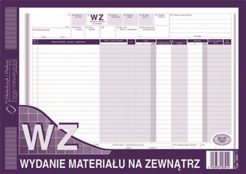 WZ Wydanie materiału na zewnątrz wielokopia bloczek 80 kartek A4 385-1