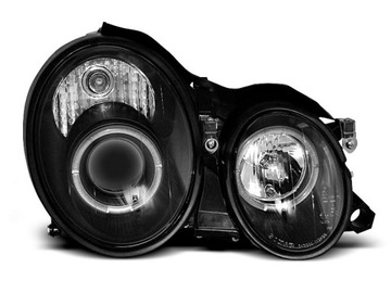 Lampy przód MERCEDES CLK W208 BLACK Angel soczewki