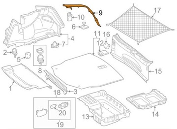 Rynna plastik bagażnika Mercedes W205 A2056901041