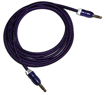 Kabel 2x wtyk mały Jack 3,5 stereo 2m NYLON (4441)