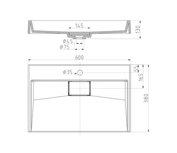 VELDMAN CONGLOMERAT РАКОВИНА DEXTER 60x38 см ОТВЕРСТИЕ