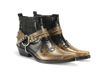 Ковбойские сапоги с цепочкой, модель 630 кожа НОВИНКА!!