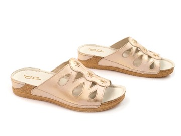 skórzane klapki na platformie damskie letnie buty