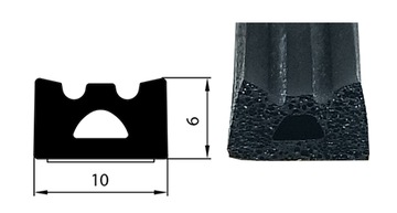 Уплотнитель оконный СД-53 10х6 ЧЕРНЫЙ