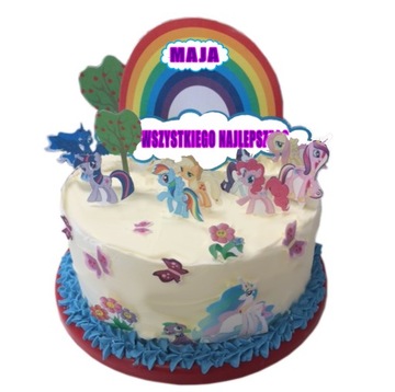 Opłatek GRUBY NA TORT KONIKI PONY DEKORACJA+IMIĘ
