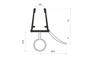 Уплотнитель для душевой кабины 6-8мм UK08, 200см