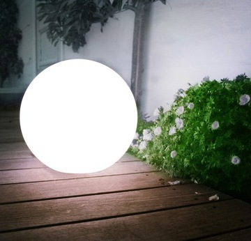 Solarna lampa wolnostojaca ogrodowa GB166 - kula 25x25x58cm, bialy LED