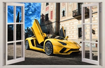 NAKLEJKI NA ŚCIANĘ Okno LABMORGHINI Cars 71 115x75